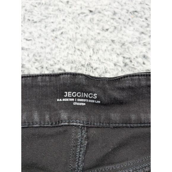 Chicos Jeans Womens 10 Black High Rise Pants Jegging Skinny Stretch Normcore Mom - Picture 4 of 10